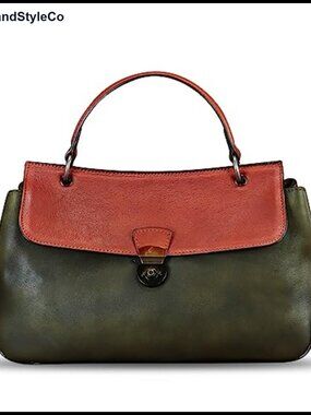 Genuine Leather Vintage Satchel Bag Women Handbag Crossbody Shoulder